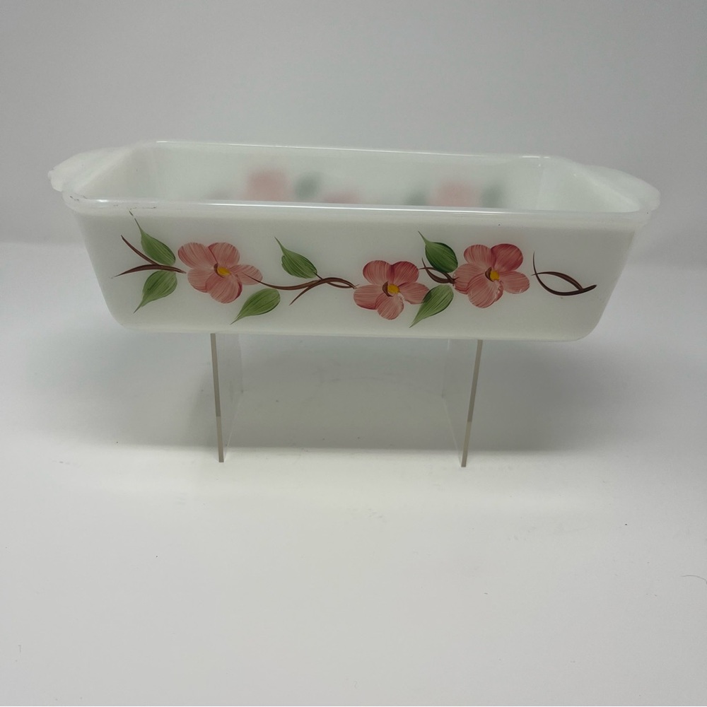 Anchor Hocking Fire King Gay Fad Peach Blossom SquereFloral Design Pan